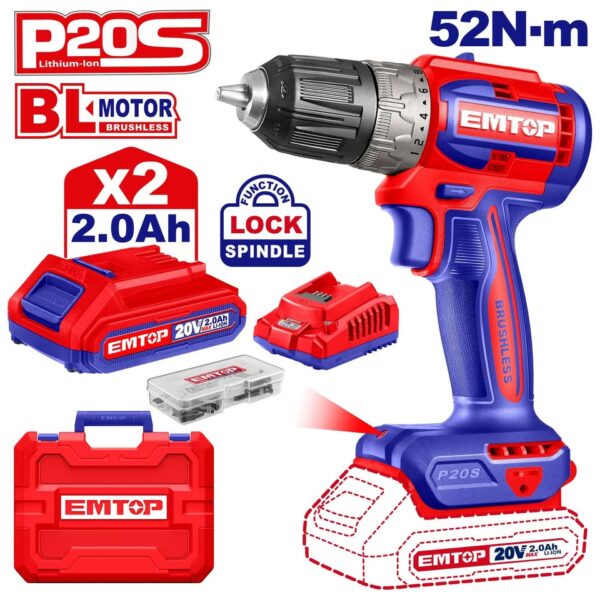Aku Stërvitës Pa Furça 20V – 52Nm ECDL20453