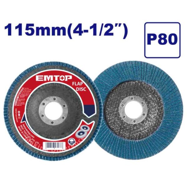 Disk gërryes flap 115mm, zirconium P80 – EMTOP EFDS1158