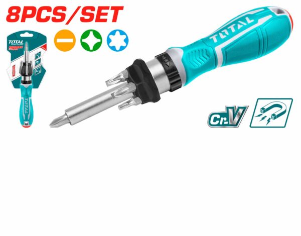 TOTAL SET KACAVIDA ME RATCHET 8 COPË (TACSD30086)