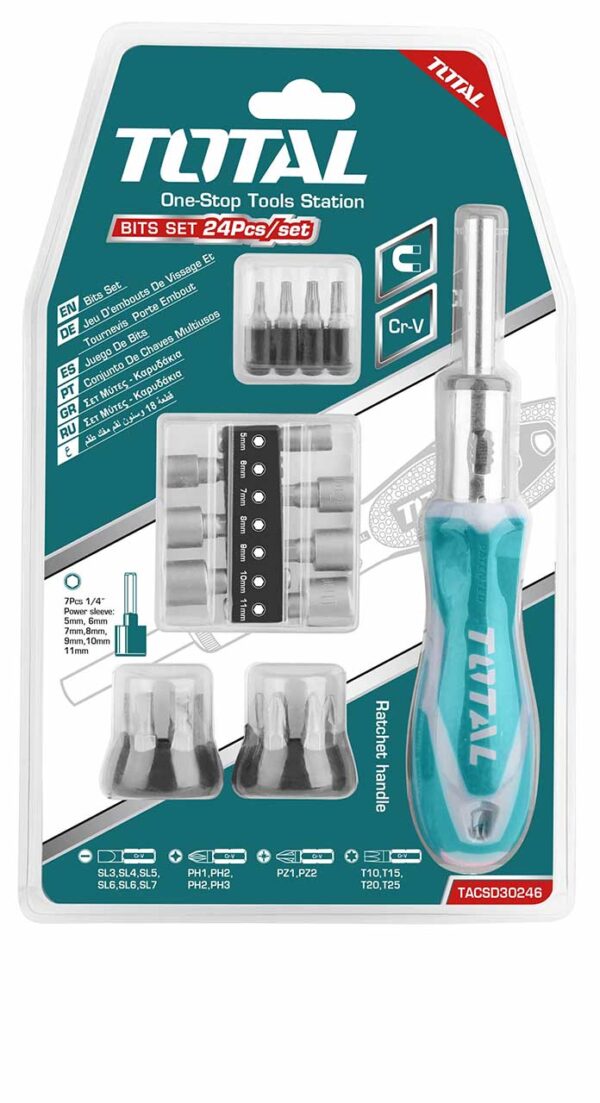 TOTAL SET KACAVIDA ME RATCHET 24 COPË (TACSD30246)