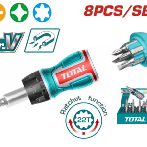 TOTAL SET KACAVIDA 8 NË 1 Stubby me Ratchet (TACSDS1726)
