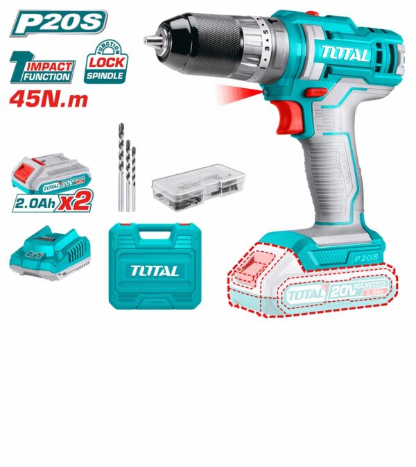 TOTAL BURGI ME GODITJE AKU 20V (TIDLI201452)