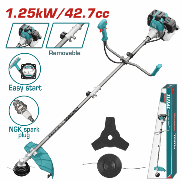 TOTAL TRIMER DHE PRERËSE BARISHTESH ME BENZINË 1.25kW / 42.7cc (TP5434421)