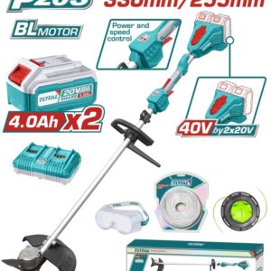TOTAL Trimer dhe prerës shkurresh me bateri litium 40V / 4Ah (TSTLI200285)